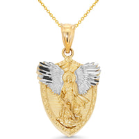 Load image into Gallery viewer, 14k Gold Michael Devil Shield Pendant with Rolo Chain Necklace
