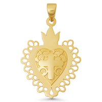 Load image into Gallery viewer, 14K Gold Milagro Style Sacred Heart Pendant
