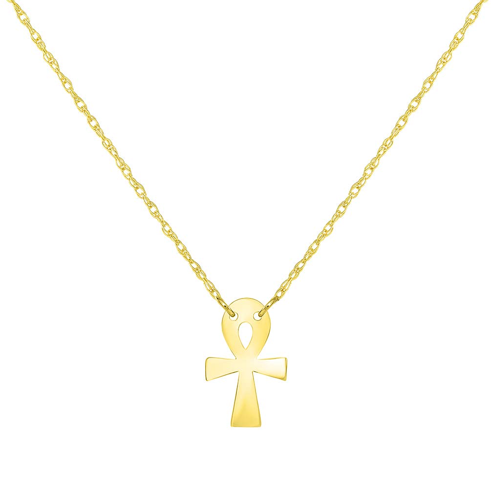 14k Gold Mini Egyptian Ankh Cross Necklace