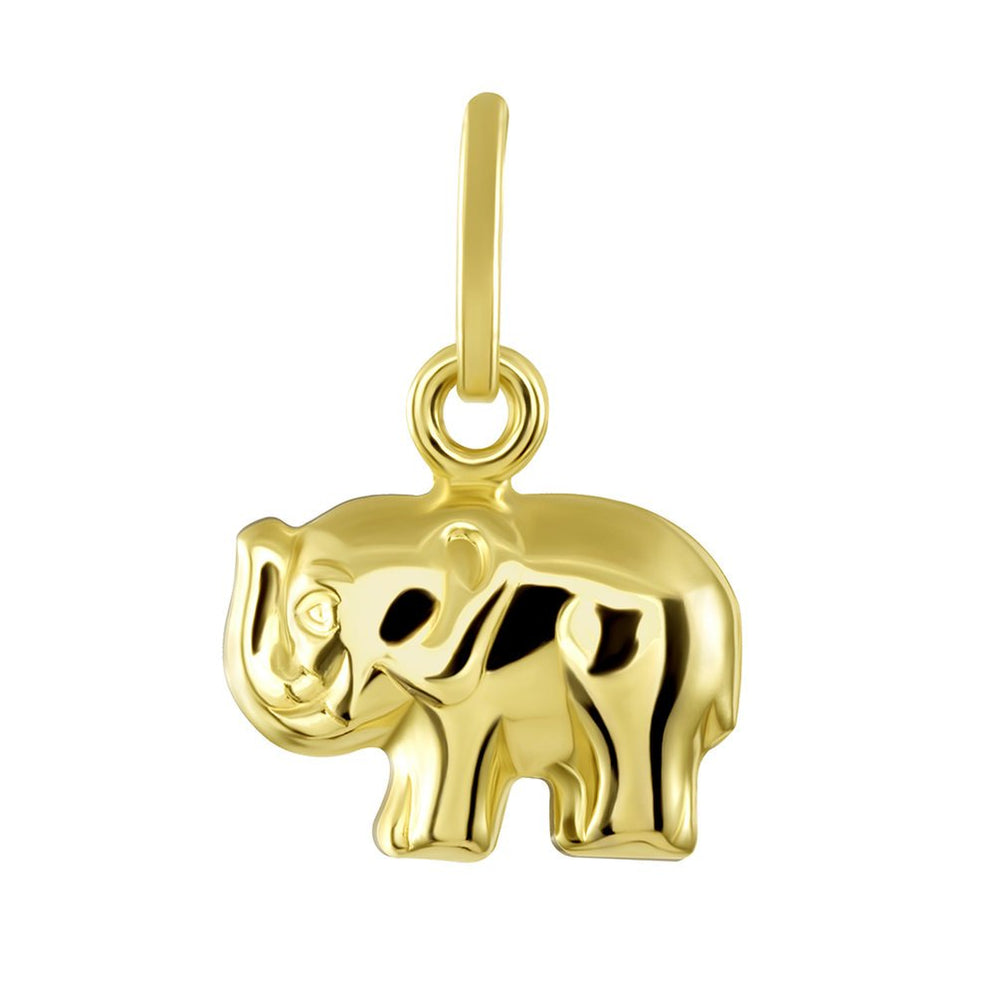14K Gold Mini Elephant Charm Feng Shui Pendant