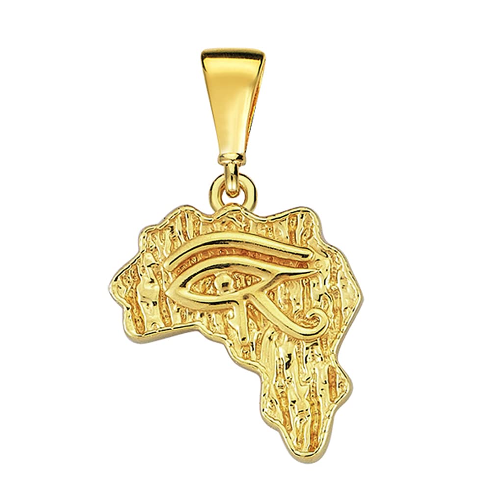 14k Gold Mini Eye of Horus Africa Map Pendant