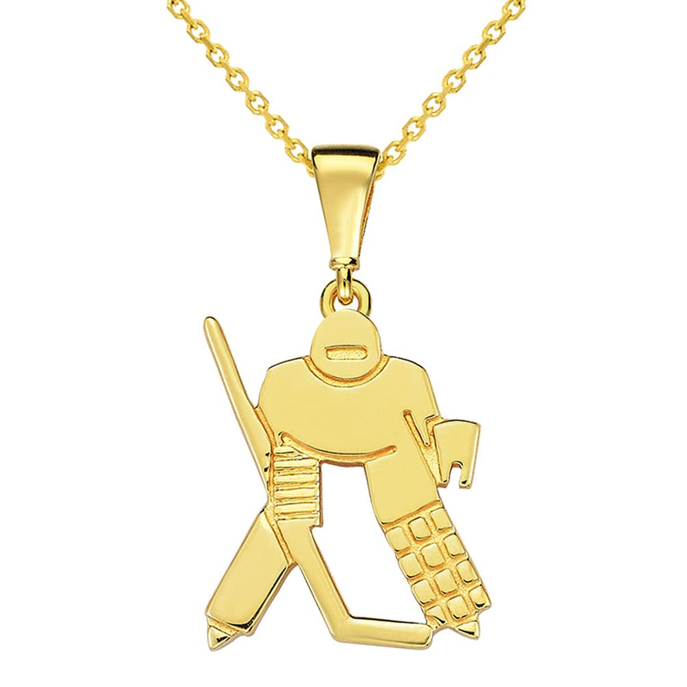 14k Gold Mini Hockey Goalie Pendant Necklace