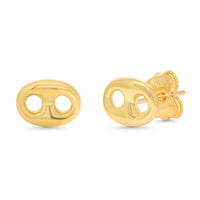 Load image into Gallery viewer, 14k Gold Mini Puffed Mariner Link Stud Earrings
