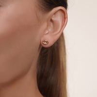 Load image into Gallery viewer, 14k Gold Mini Puffed Mariner Link Stud Earrings
