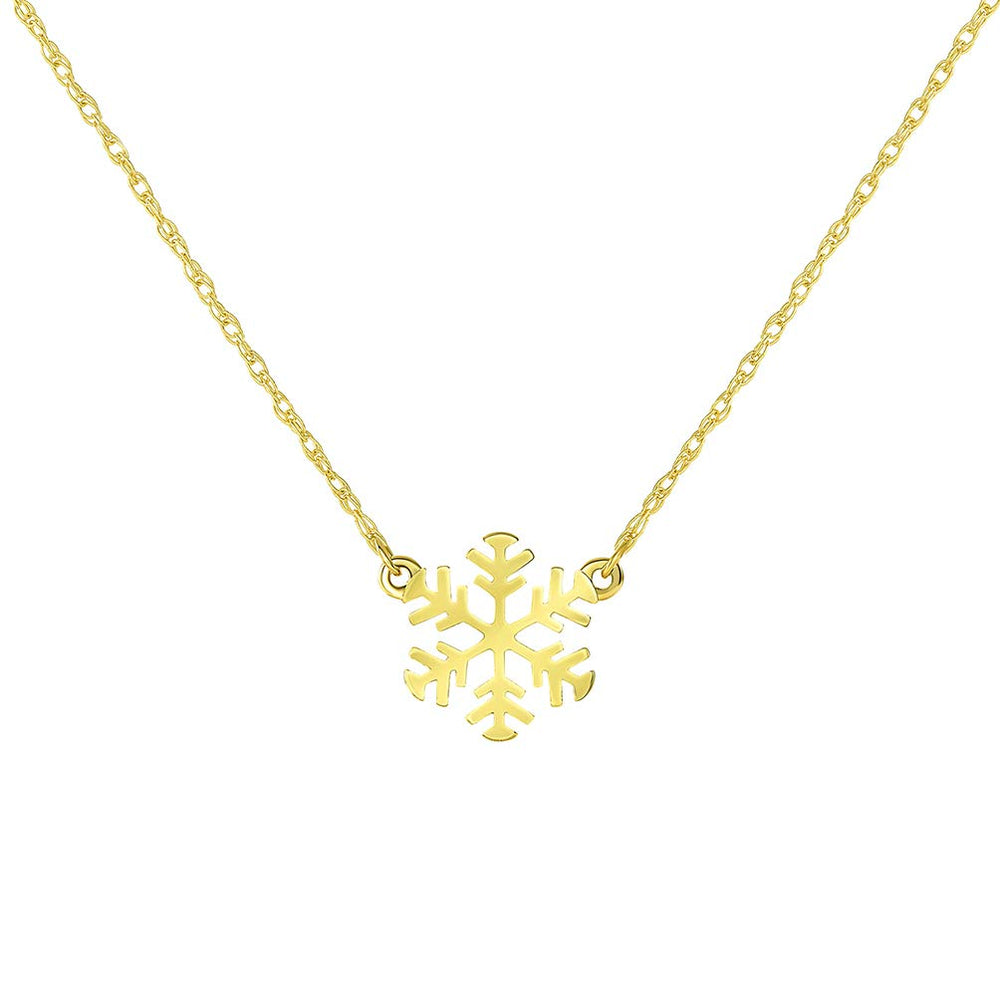 14k Gold Mini Snowflake Adjustable Necklace