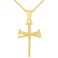 Load image into Gallery viewer, 14k Gold Nail Cross Charm Pendant Necklace
