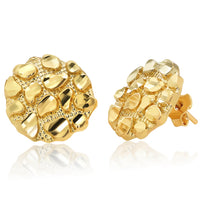 Solid 14K Yellow Gold Round Nugget Earrings – Small, Medium, Large – Jahda USA