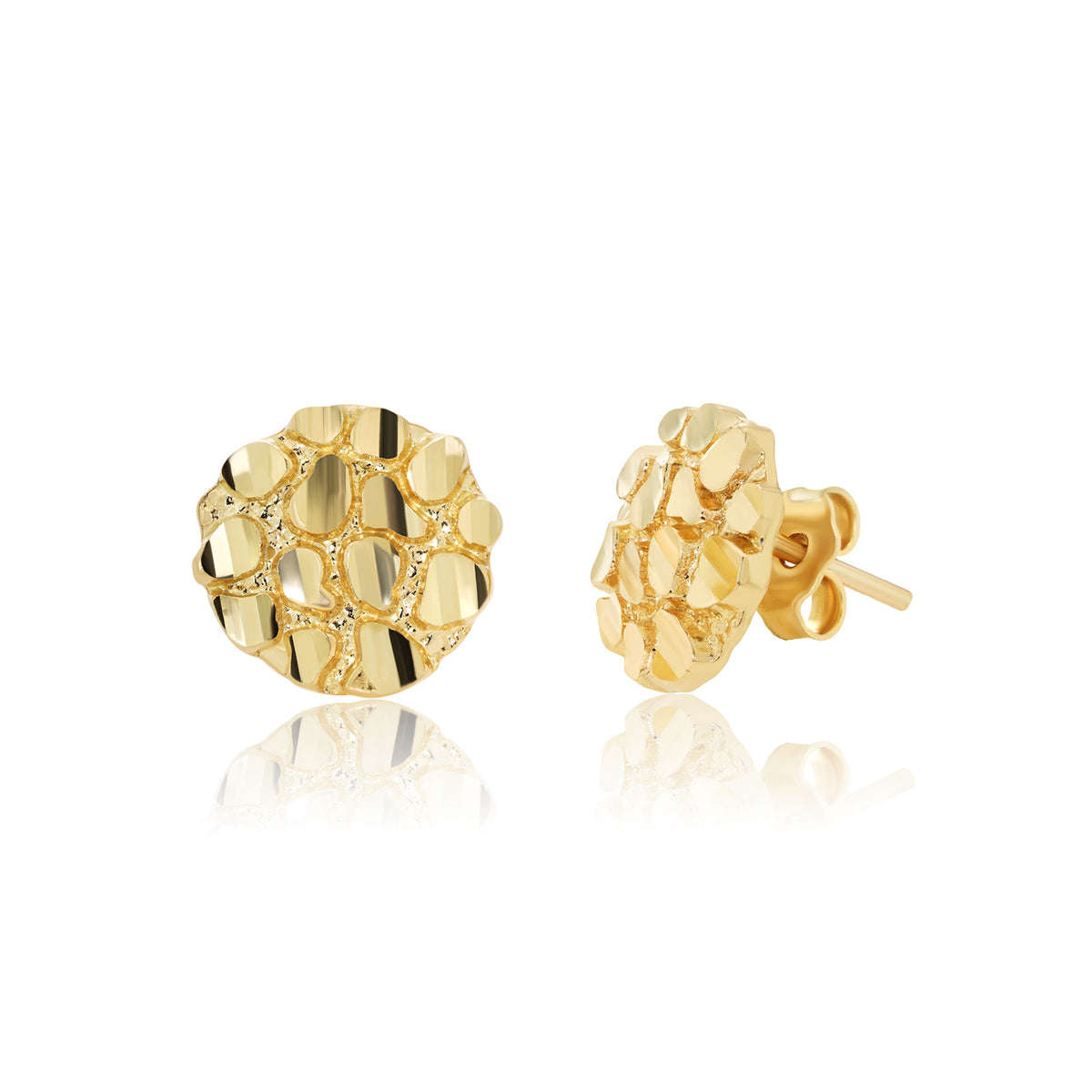 14k Gold Nugget Stud Earrings with Push Back