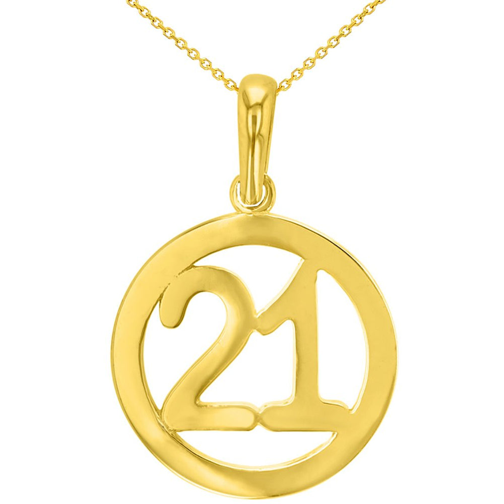 14K Gold Number Twenty One Pendant Necklace