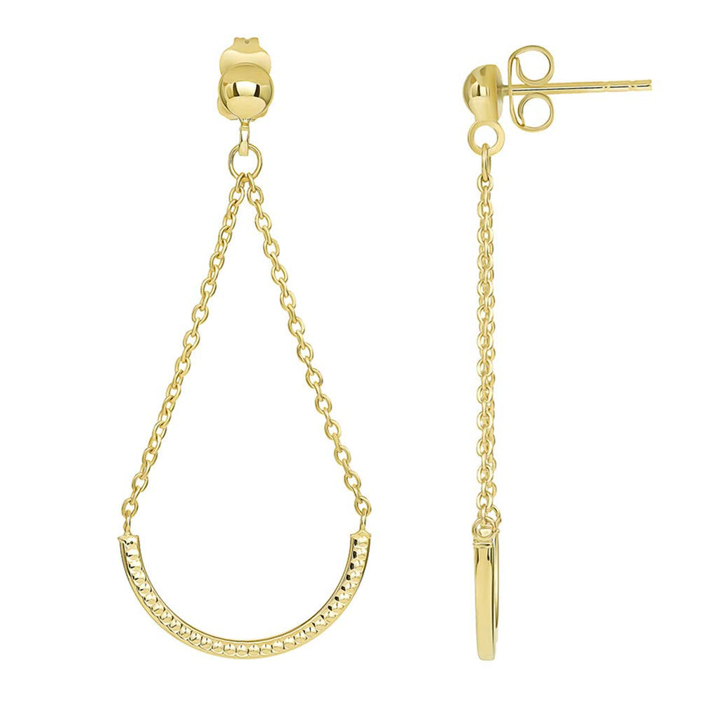 14k Gold Open Teardrop Rolo Chain Drop Earrings