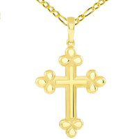 Load image into Gallery viewer, 14k Gold Orthodox Cross Pendant with Figaro Chain Necklace
