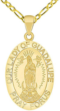 Load image into Gallery viewer, 14k Gold Our Lady Of Guadalupe Miraculous Medal Pendant
