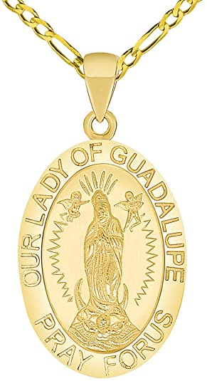 14k Gold Our Lady Of Guadalupe Miraculous Medal Pendant