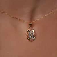 Load image into Gallery viewer, 14k Gold Our Lady of Guadalupe Wreath Pendant
