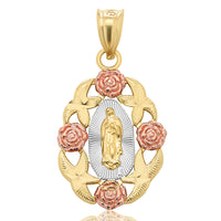 Load image into Gallery viewer, 14k Gold Our Lady of Guadalupe Wreath Pendant
