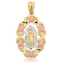 Load image into Gallery viewer, 14k Gold Our Lady of Guadalupe Wreath Pendant

