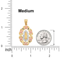 Load image into Gallery viewer, 14k Gold Our Lady of Guadalupe Wreath Pendant
