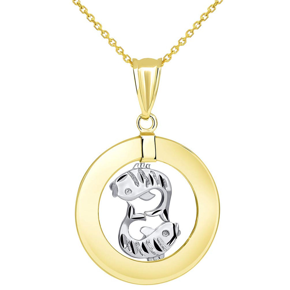 14k Gold Pisces Zodiac Sign Pendant Necklace