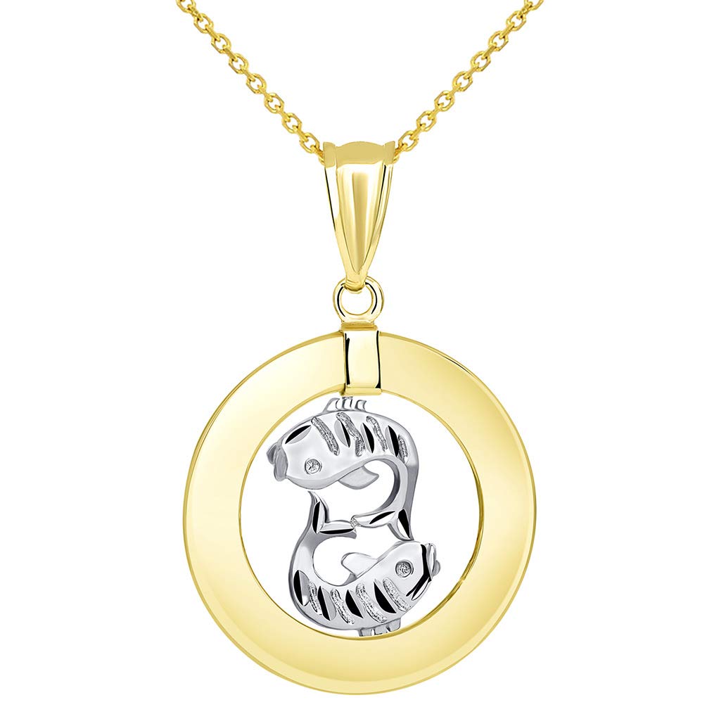 14k Gold Pisces Zodiac Sign Pendant Necklace