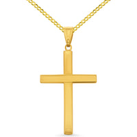 Load image into Gallery viewer, 14k Gold Plain and Simple Cross Pendant Necklace
