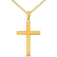 Load image into Gallery viewer, 14k Gold Plain and Simple Cross Pendant Necklace
