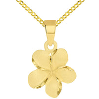Load image into Gallery viewer, 14k Gold Plumeria Flower Charm Pendant Necklace
