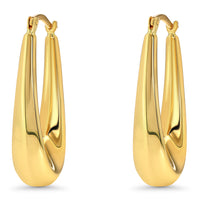 Load image into Gallery viewer, 14k Gold Polished Elongated U Hoop Earrings
