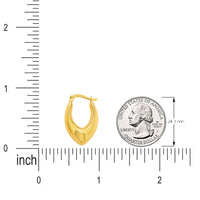 Load image into Gallery viewer, 14k Gold High Polished Tapered Puff Hoop Earrings with Latch Back (Measurement)
