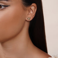 Load image into Gallery viewer, 14k Gold Puffed Heart Mariner Link Stud Earrings
