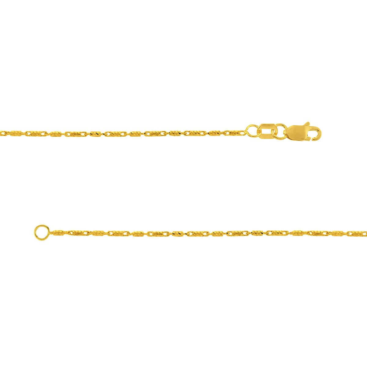 14k Gold Raso Chain Diamond Cut Bead Necklace