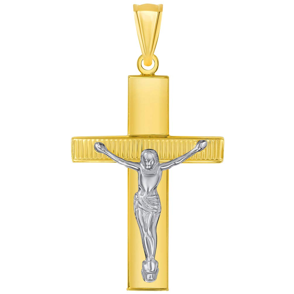14k Gold Religious Cross Jesus Crucifix Pendant