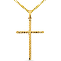 Load image into Gallery viewer, 14k Gold Religious Tube Cross Pendant Necklace
