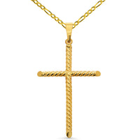 Load image into Gallery viewer, 14k Gold Religious Tube Cross Pendant Necklace
