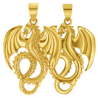 Load image into Gallery viewer, 14k Gold Reversible 3D Serpent Dragon Pendant
