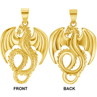 Load image into Gallery viewer, 14k Gold Reversible 3D Serpent Dragon Pendant
