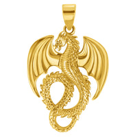 Load image into Gallery viewer, 14k Gold Reversible 3D Serpent Dragon Pendant
