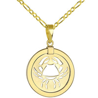 Load image into Gallery viewer, 14K Gold Reversible Cancer Crab Zodiac Pendant
