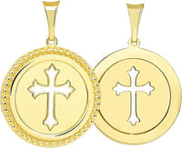 Load image into Gallery viewer, 14k Gold Reversible Cross Medallion Pendant
