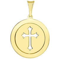 Load image into Gallery viewer, 14k Gold Reversible Open Christian Cross Pendant
