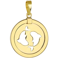 Load image into Gallery viewer, 14K Gold Reversible Round Zodiac Sign Pendant
