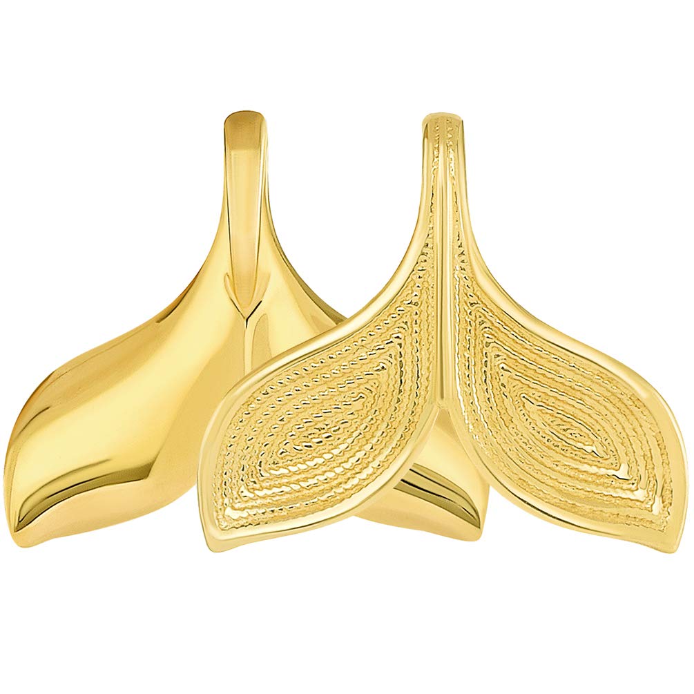 14k Gold Reversible Whale Tail Charm Pendant