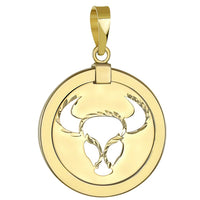 Load image into Gallery viewer, 14K Gold Round Bull Taurus Zodiac Sign Pendant
