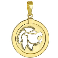 Load image into Gallery viewer, 14K Gold Round Lion Leo Zodiac Sign Pendant
