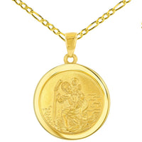 Load image into Gallery viewer, 14k Gold Round Saint Christopher Medal Pendant 
