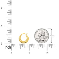 Load image into Gallery viewer, Size Measurement of 14k Gold Round Vintage Shrimp Hoop Earrings
