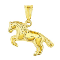 Load image into Gallery viewer, 14k Gold Running Horse Animal Pendant Necklace
