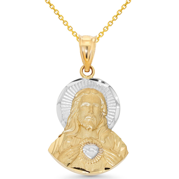 14k Gold Sacred Heart of Jesus Pendant Necklace | Jewelry America