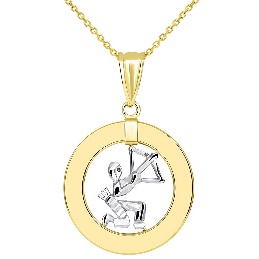 14k Gold Sagittarius Zodiac Sign Pendant Necklace
