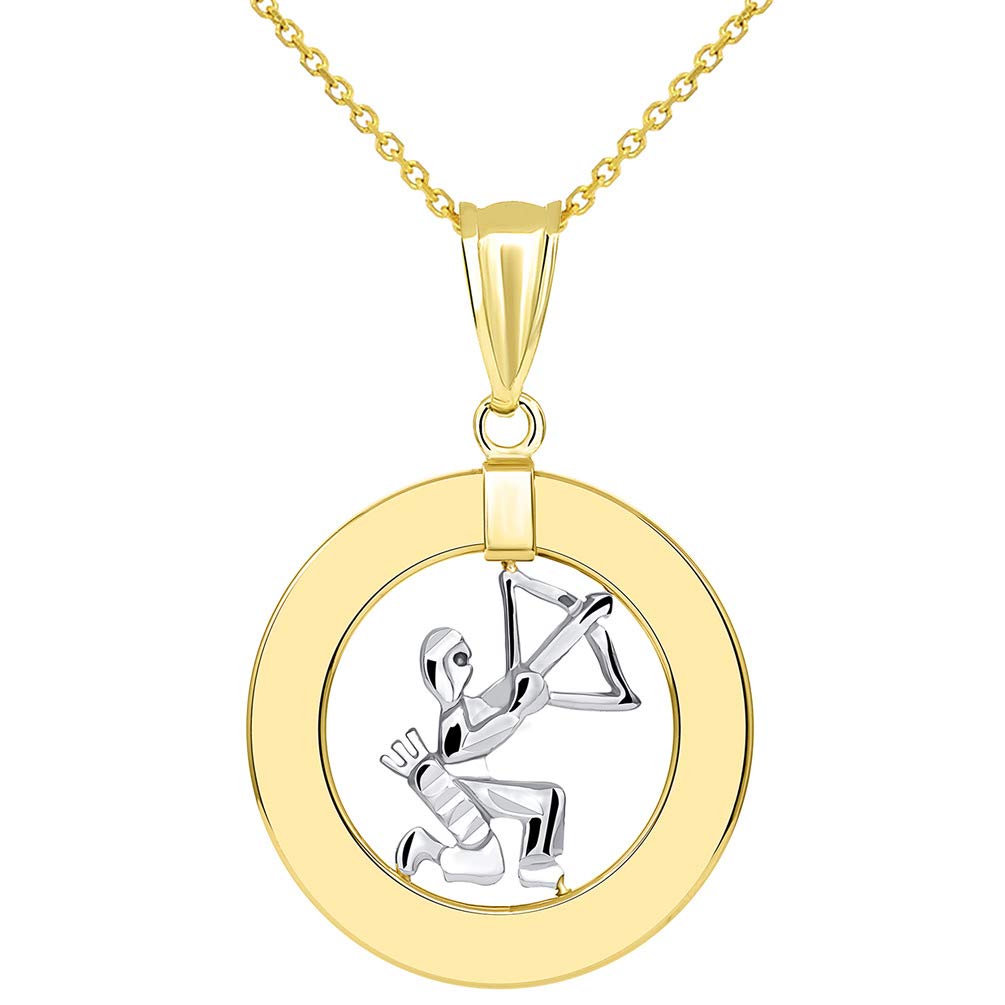 14k Gold Sagittarius Zodiac Sign Pendant Necklace