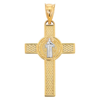 Load image into Gallery viewer, 14k Gold Saint Benedict Reversible Cross Pendant
